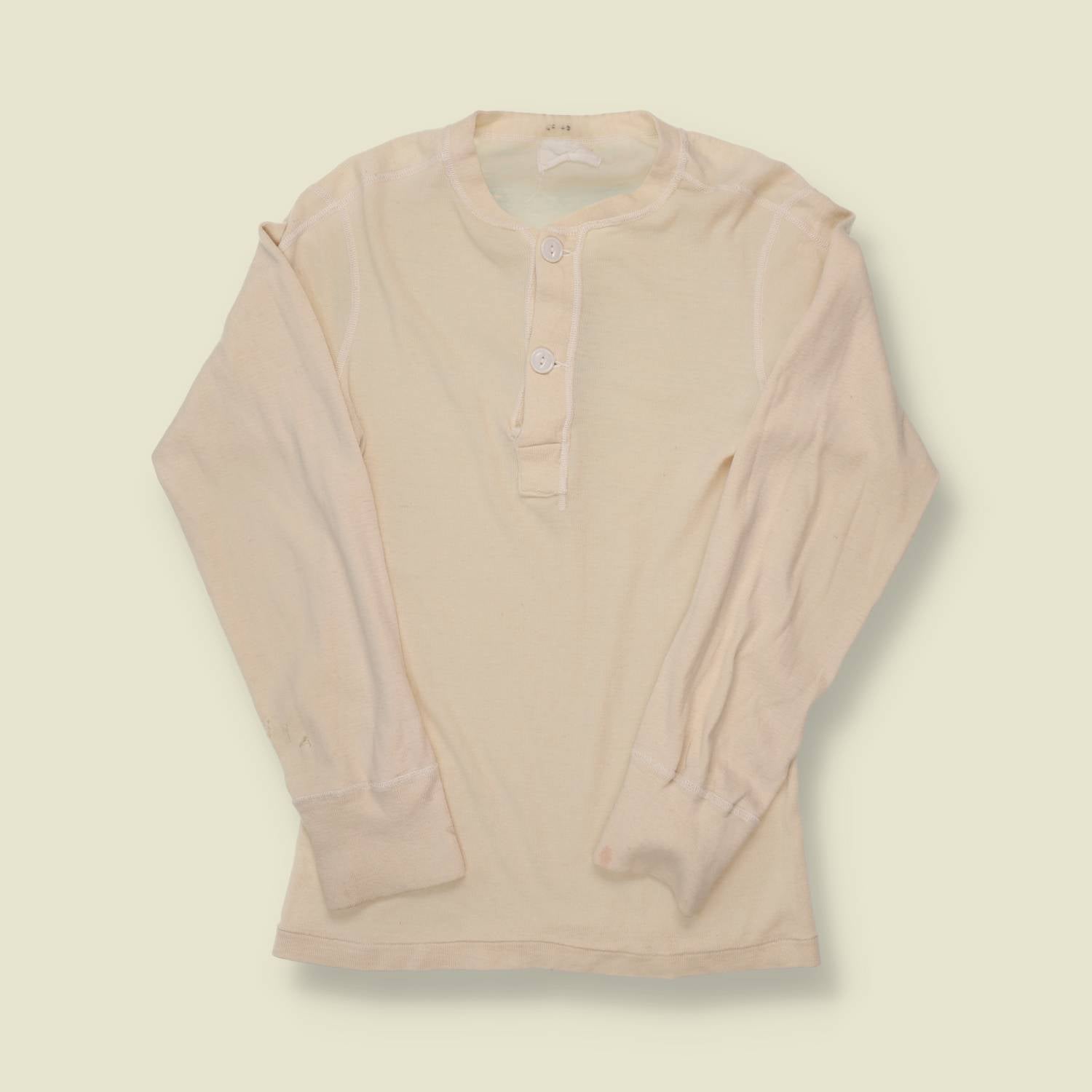 1950s Raw Cotton Thermal Henley – Loop Tag – Vintage Workwear / Military Undershirt  - XXS