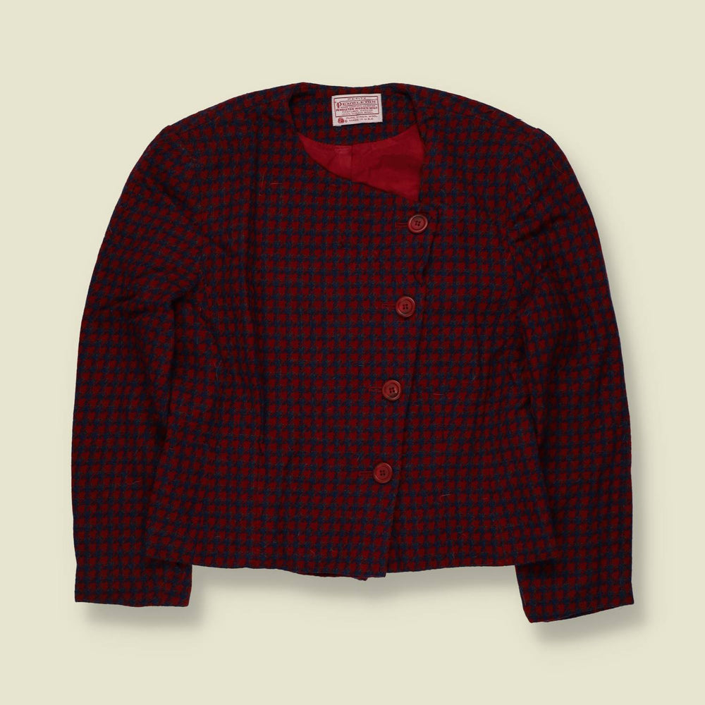 1980s | Pendleton | Houndstooth Jacket | Burgundy & Navy - 8