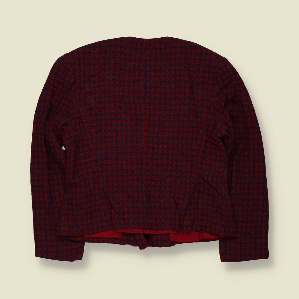 1980s | Pendleton | Houndstooth Jacket | Burgundy & Navy - 8