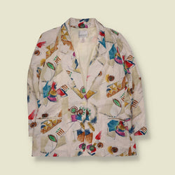 1980s | Reflections | Abstract Print Blazer | Cream & Multi - 14