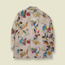 1980s | Reflections | Abstract Print Blazer | Cream & Multi - 14