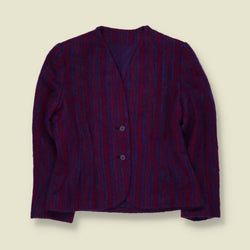 1980s | Striped Wool Blend Jacket | Purple & Red - 12