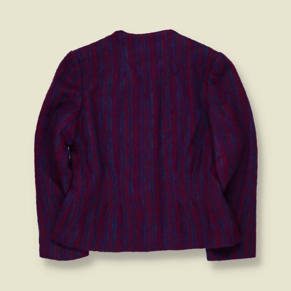 1980s | Striped Wool Blend Jacket | Purple & Red - 12