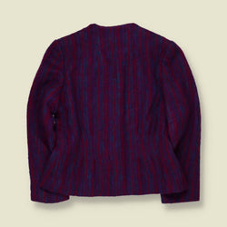 1980s | Striped Wool Blend Jacket | Purple & Red - 12