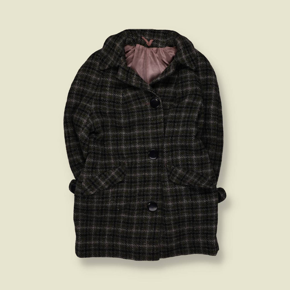 1950s | Pringle of Inverness | Checked Wool Coat | Grey & Black - 14