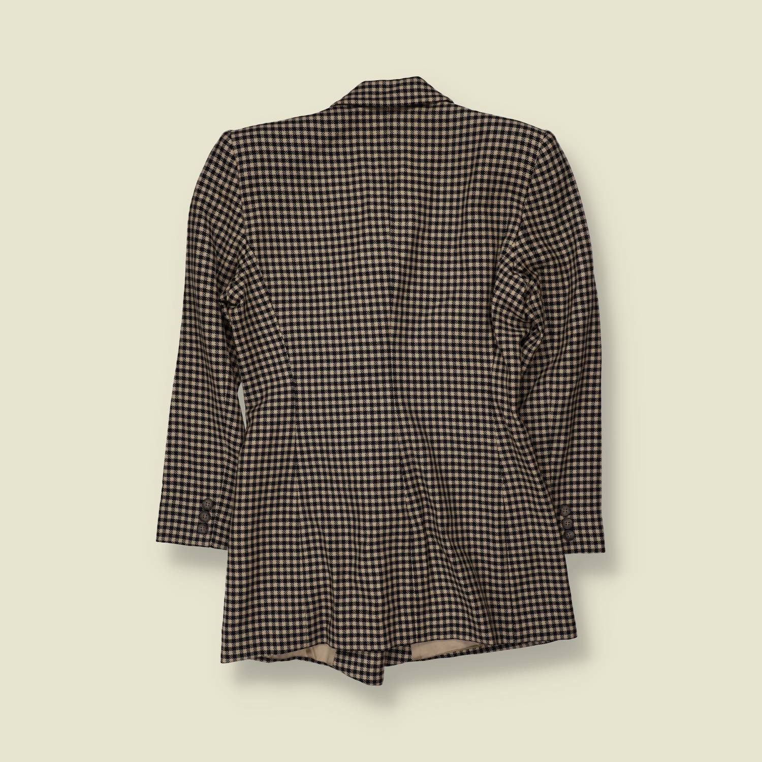 1980s | Emporio Armani | Checked Wool Blend Blazer | Black & Cream- 6