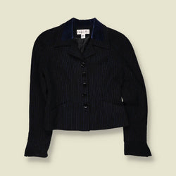 1980s | Christian Dior | Velvet Collar Jacket | Black & Navy - 10
