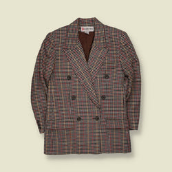 1980s | Peabody House | Houndstooth Check Blazer | Cream & Brown - 10