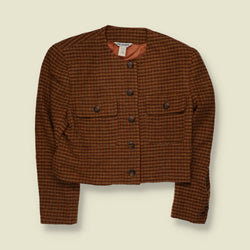 1980s | J.G. Hook | Houndstooth Cropped Jacket | Rust & Olive - 8