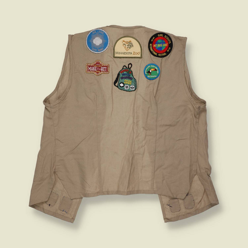 2000s | Girl Scouts USA | Badged Cotton Blend Vest | Khaki - 12