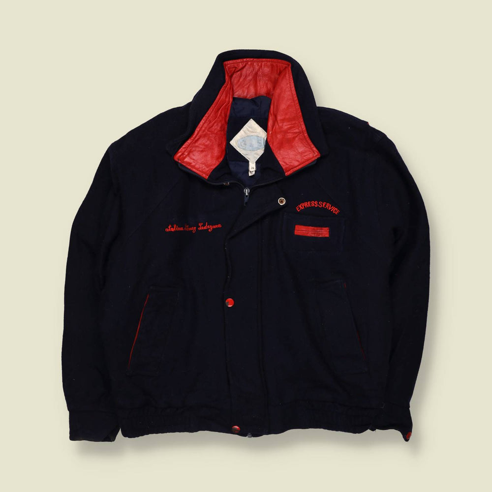 1980s | Chain Stitched Work Jacket | Navy & Red - 20