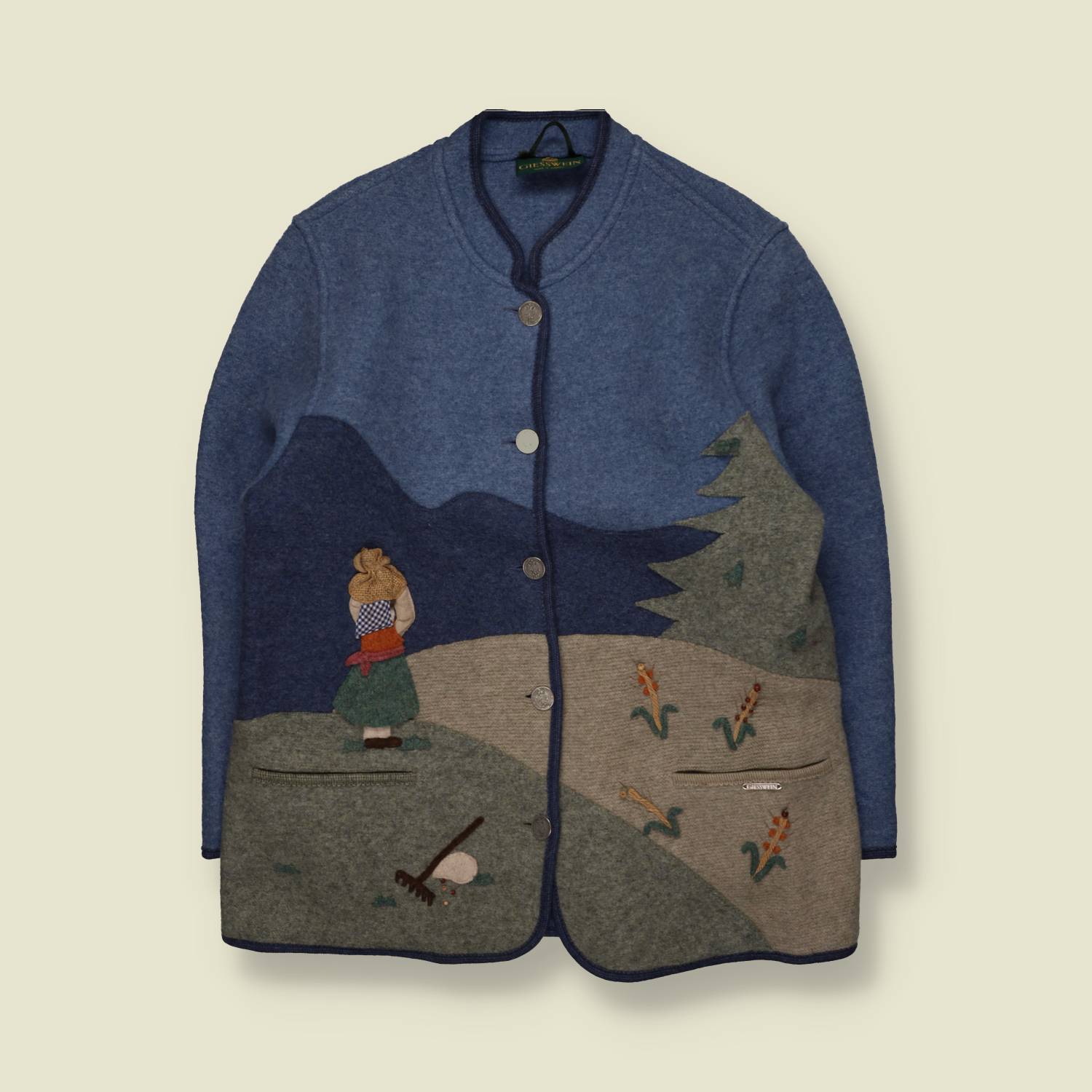 1980s | Giesswein | Appliqué Tyrolean Jacket | Blue & Green - 18
