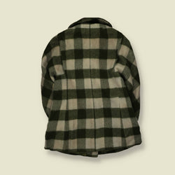 1960s | Buffalo Check Wool Coat | Green & Cream - 8