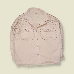 1980s | Fantastic Fawn | Studded Denim Jacket | Cream - 22