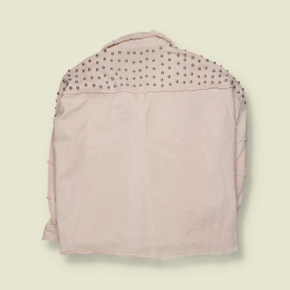 1980s | Fantastic Fawn | Studded Denim Jacket | Cream - 22