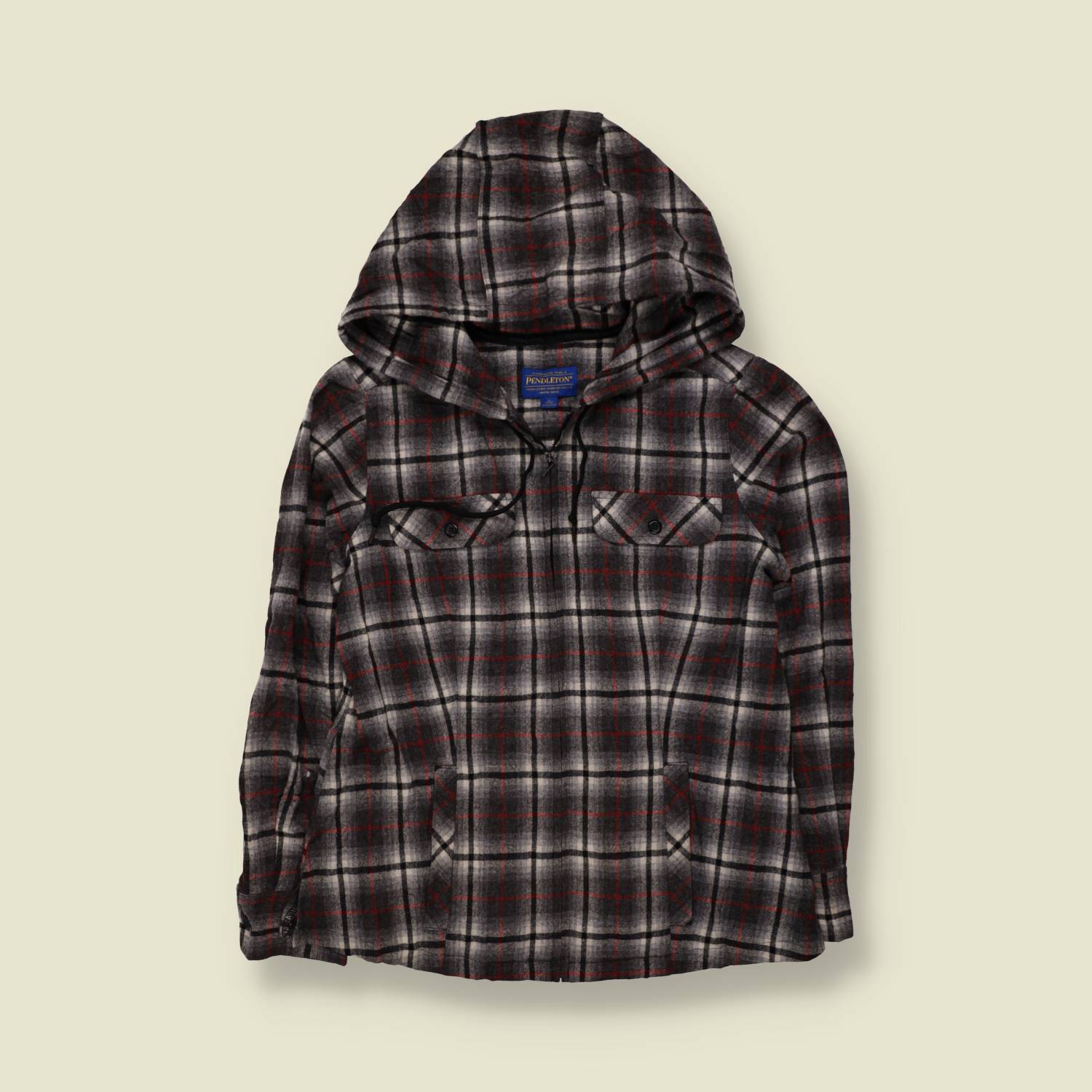 2000s | Pendleton | Checked Hooded Smock | Grey & Red - 8