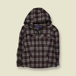 2000s | Pendleton | Checked Hooded Smock | Grey & Red - 8