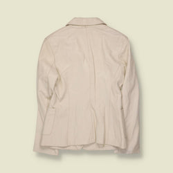 1990s | Leather Blazer | Cream - 8