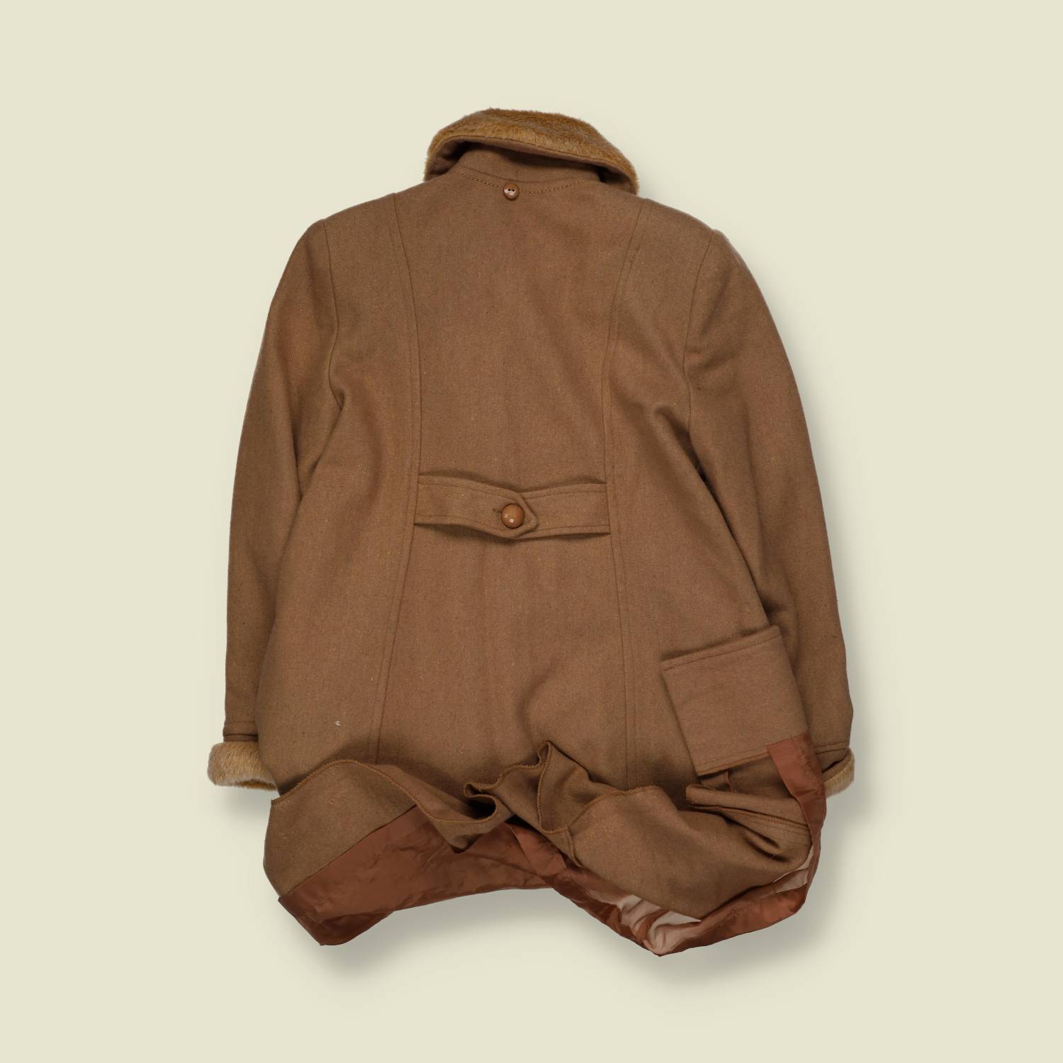 1960s | Faux Fur Collar Wool Coat | Brown - 6