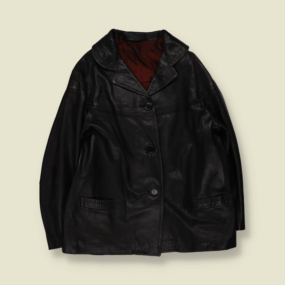 1990s | Leather Jacket | Black - 14