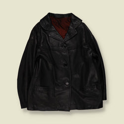 1990s | Leather Jacket | Black - 14