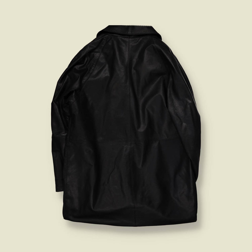 1990s | Classic Wear | Double Breasted Leather Coat | Black - 16