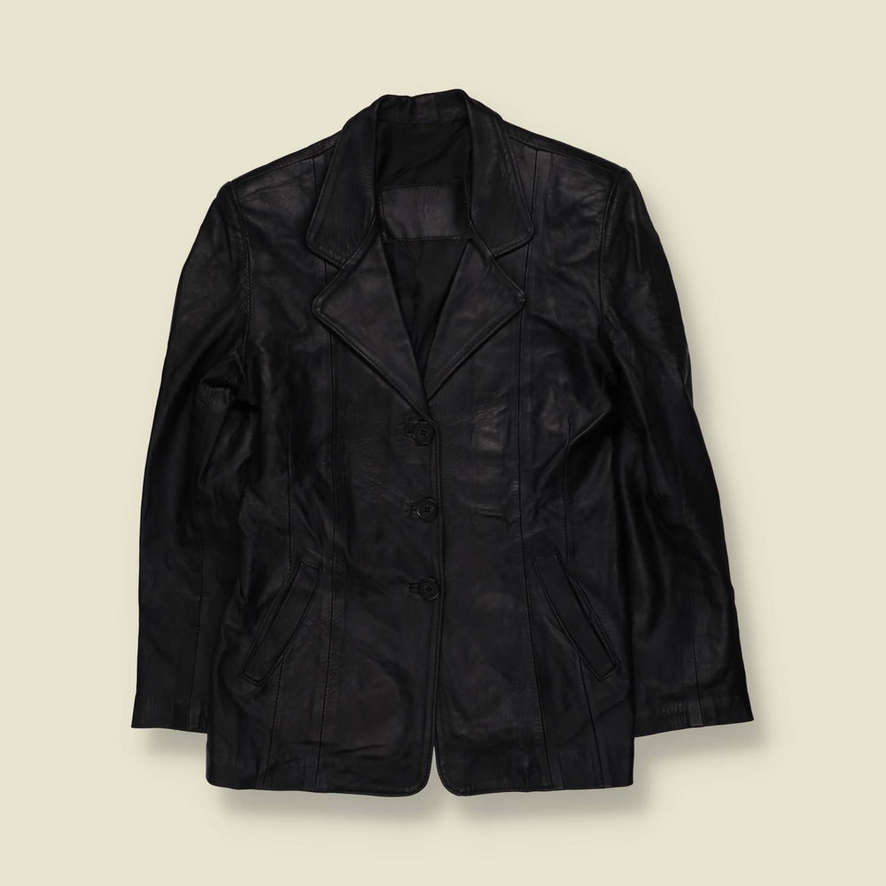 1990s | Leather Blazer | Black - 8