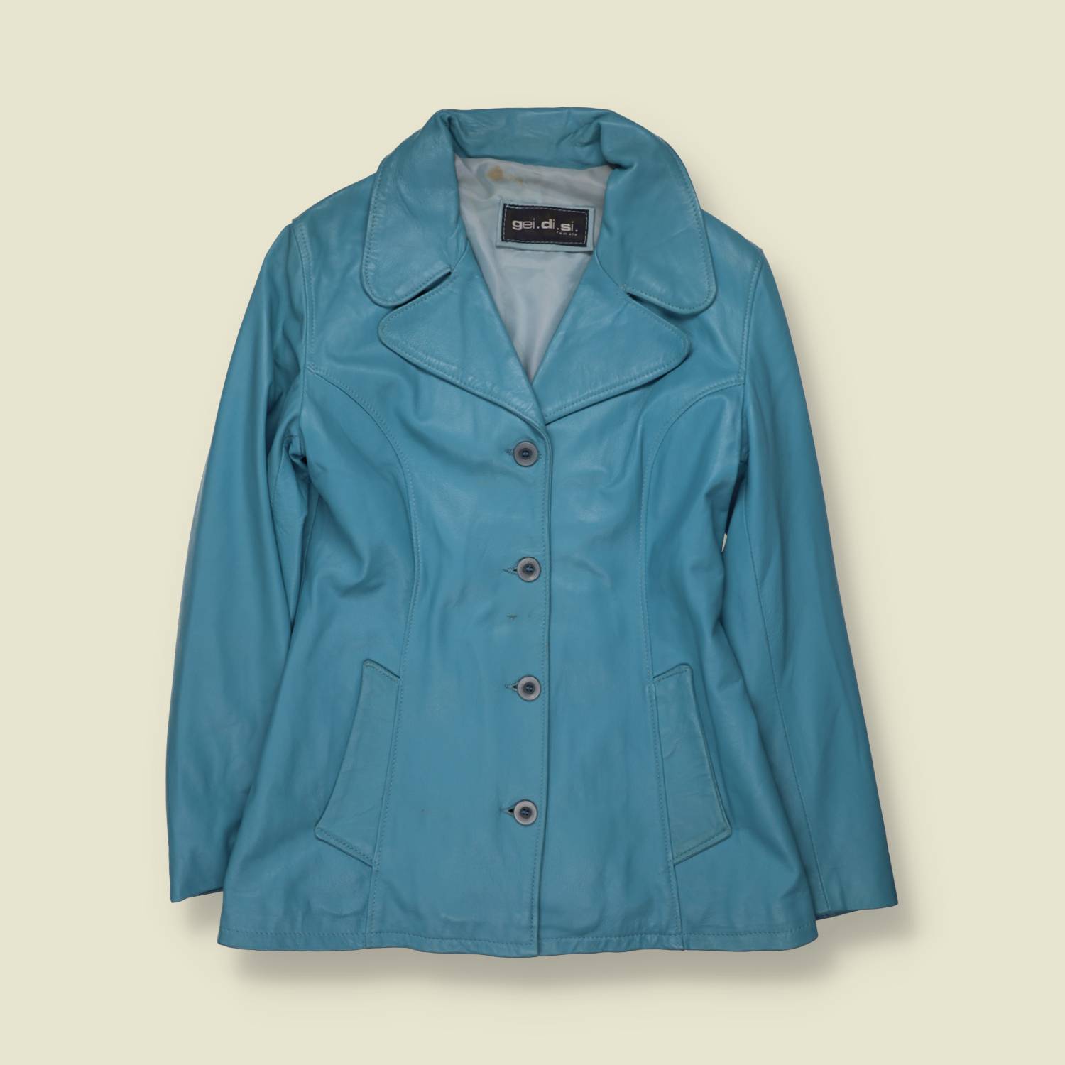 1990s | gei.di.si. | Leather Jacket | Pale Blue - 6