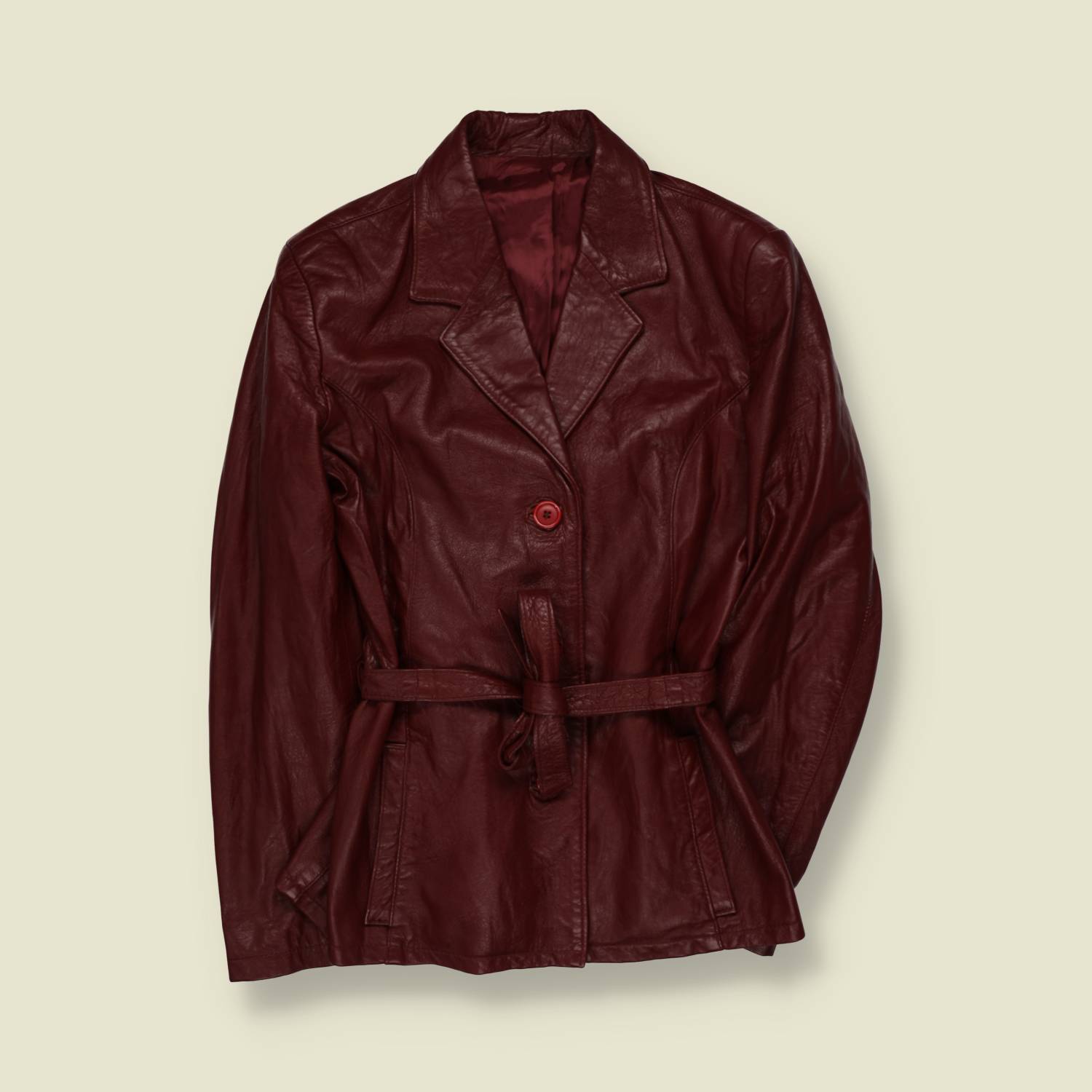 1990s | Belted Leather Jacket | Oxblood - 6