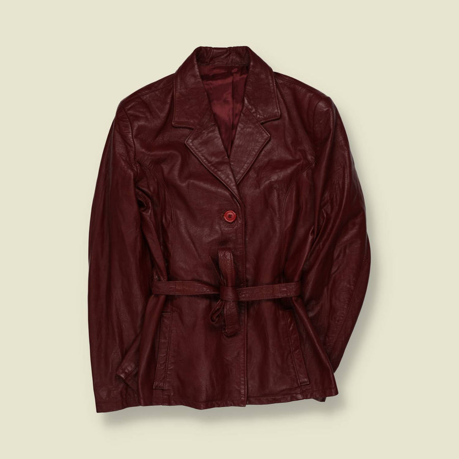 1990s | Belted Leather Jacket | Oxblood - 6