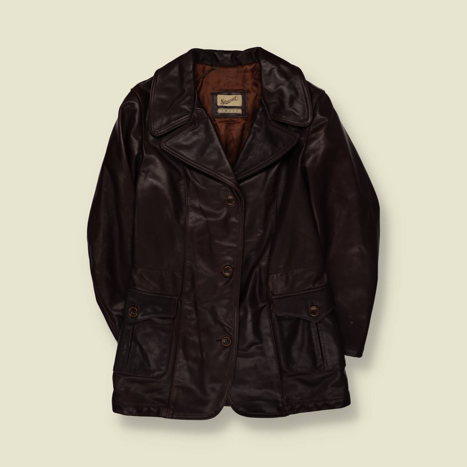 1990s | Stewart | Heavy Leather Jacket | Brown - 8