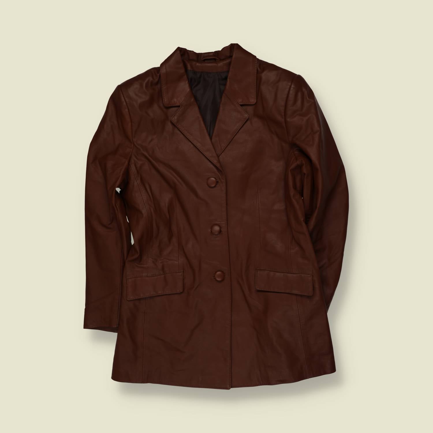 1990s | Leather Blazer | Brown - 10