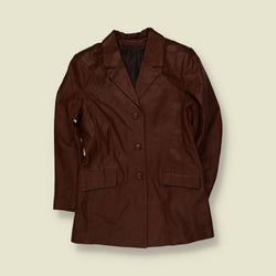 1990s | Leather Blazer | Brown - 10