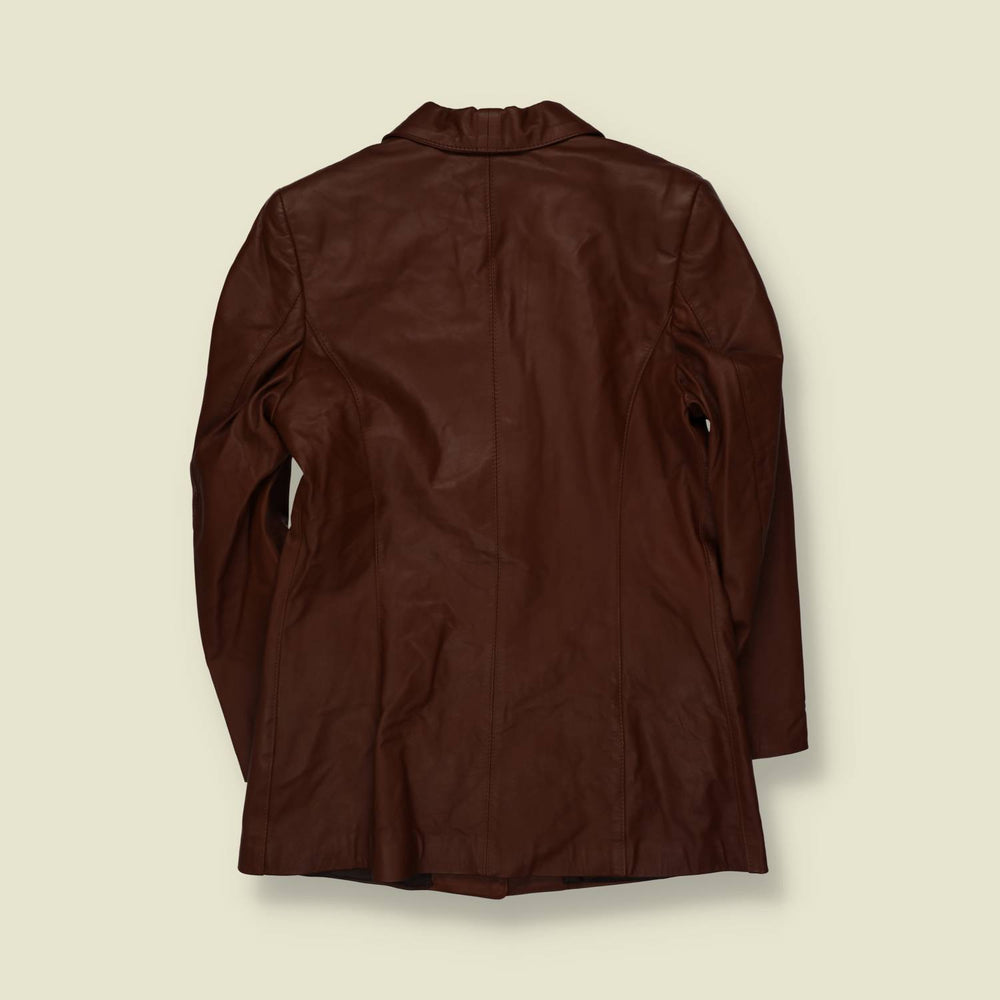 1990s | Leather Blazer | Brown - 10