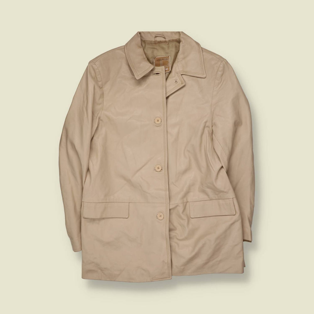 1990s | Vera Pelle | Leather Jacket | Cream - 14