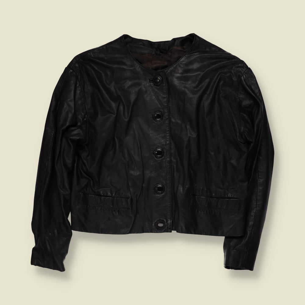 1980s | Cropped Leather Jacket | Black - 12