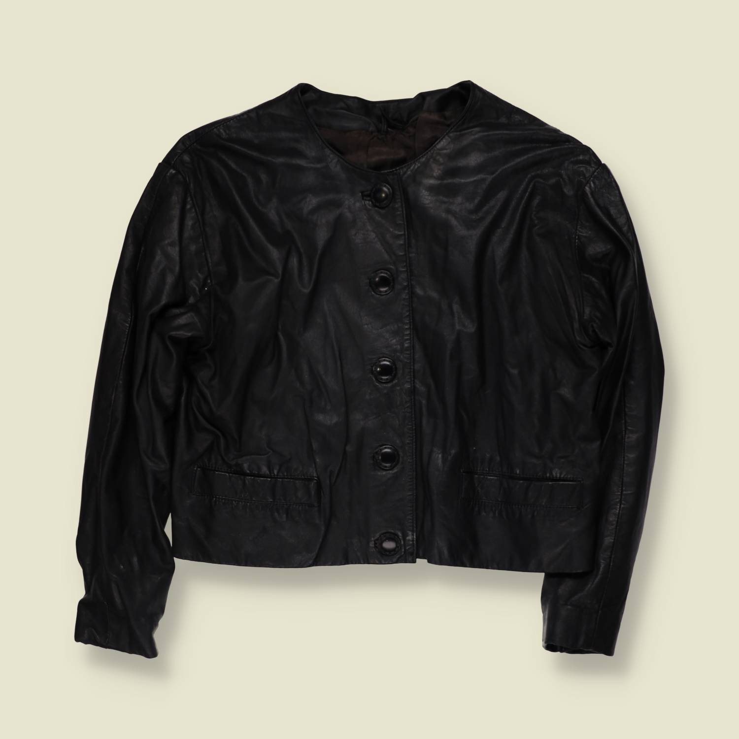 1980s | Cropped Leather Jacket | Black - 12