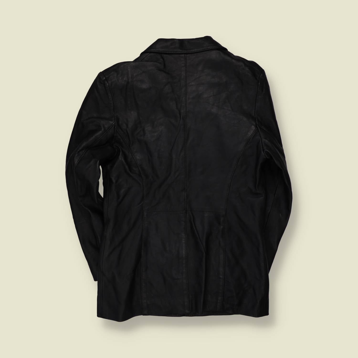 1990s | Leather Blazer | Black - 10
