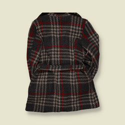 1960s | Checked Knitted Cotton Coat | Charcoal & Red - 12