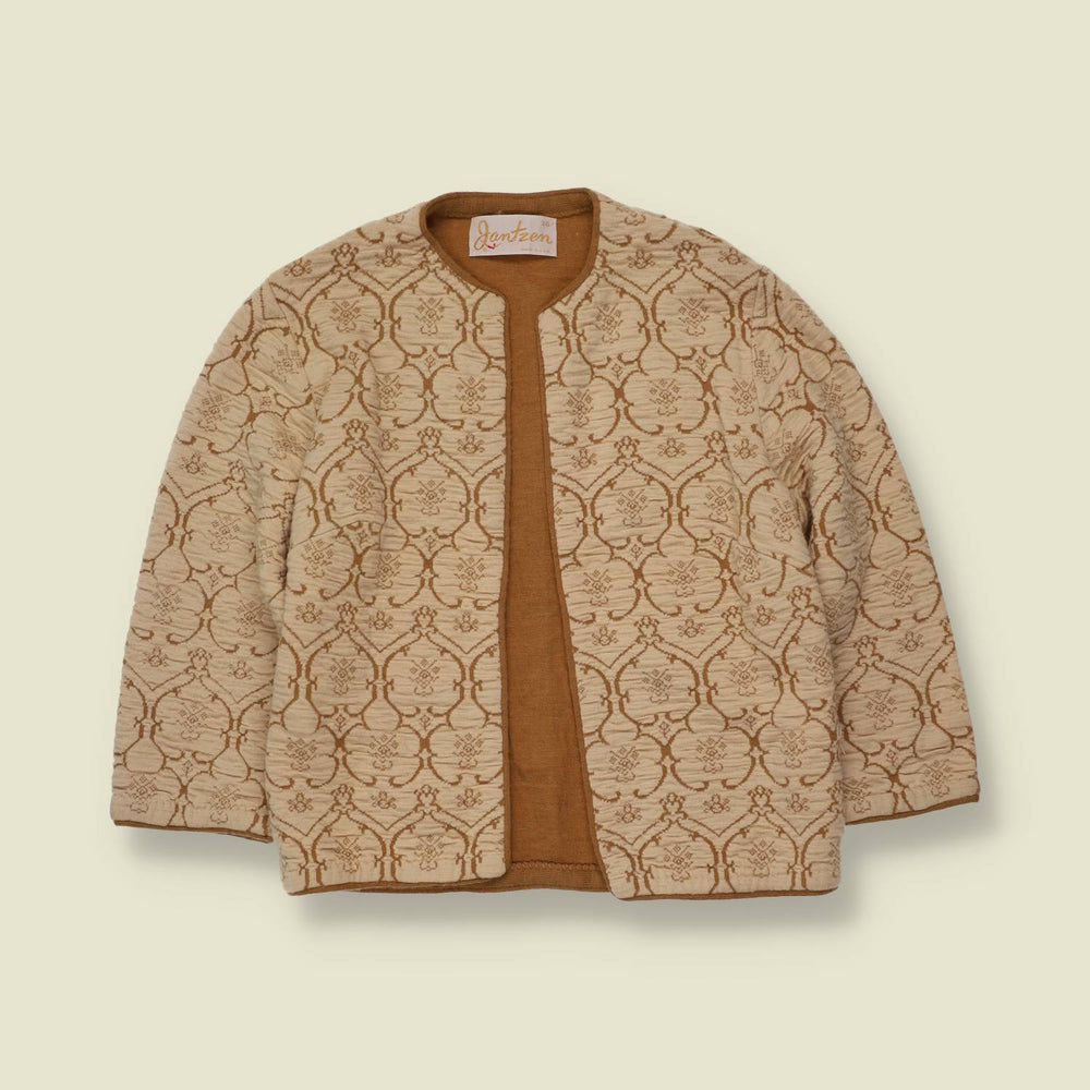 1960s | Jantzen | Jacquard Open Jacket | Cream & Tan - 6