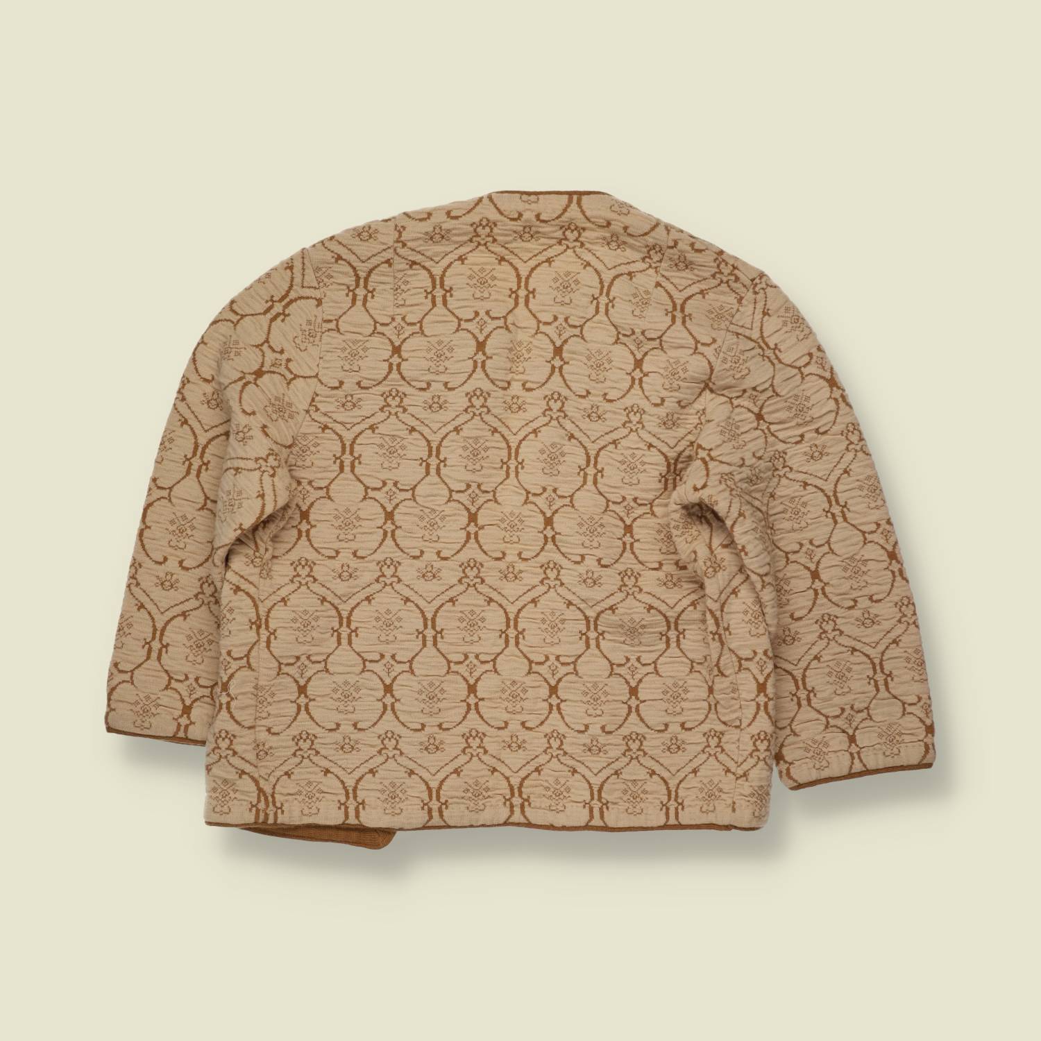 1960s | Jantzen | Jacquard Open Jacket | Cream & Tan - 6