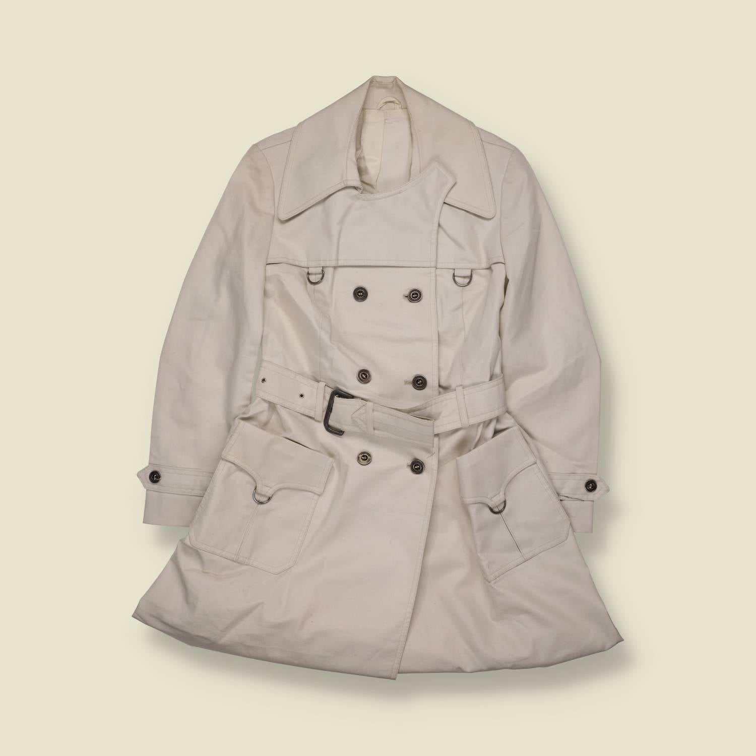 1970s | Hewa | Belted Trench Coat | Stone - 4