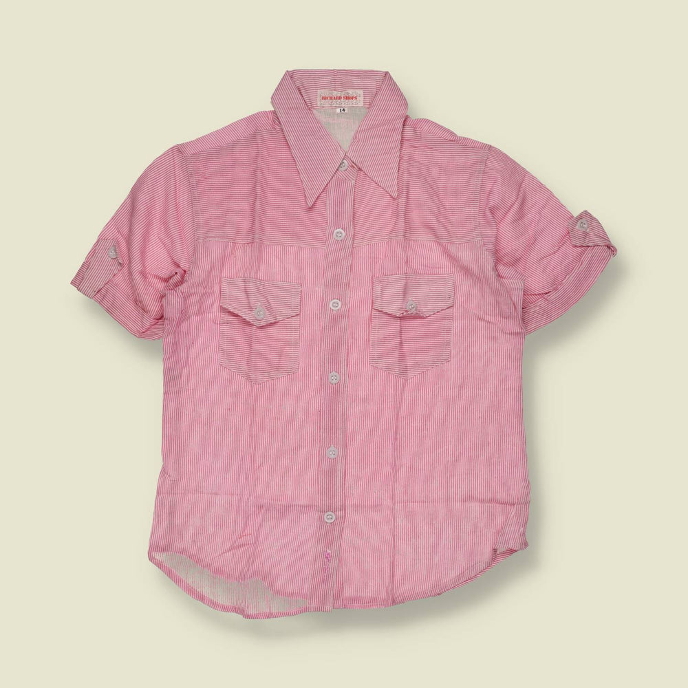 1970s | Richard Shops | Deadstock Striped Blouse | Pink & White - 10