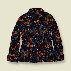 1970s | TGL | Deadstock Floral Print Blouse | Black & Orange - 8