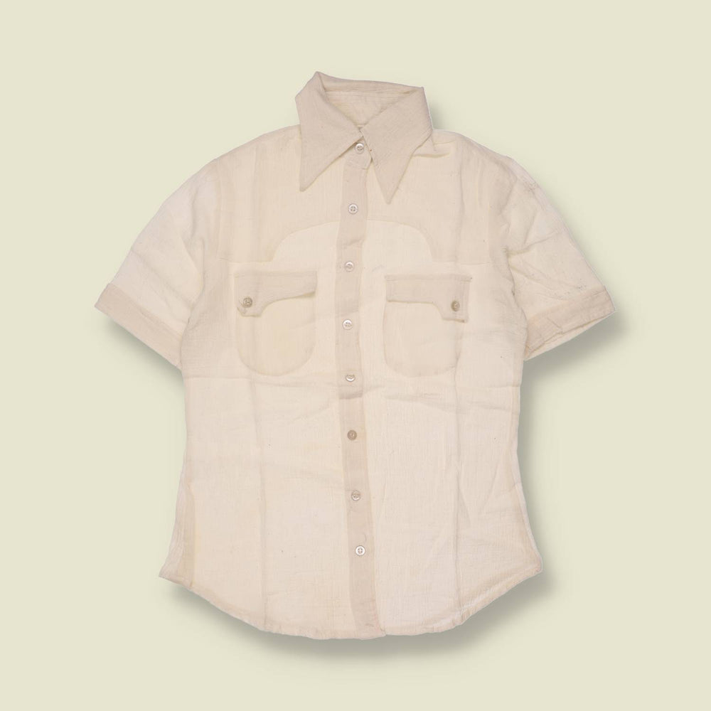 1970s | City Swingers | Deadstock Cotton Blouse | Cream - 8