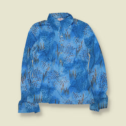 1970s | TGL | Deadstock Abstract Print Blouse | Blue - 12