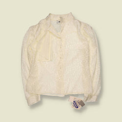1970s | Le Bené | Deadstock Pussy Bow Blouse | Cream - 12