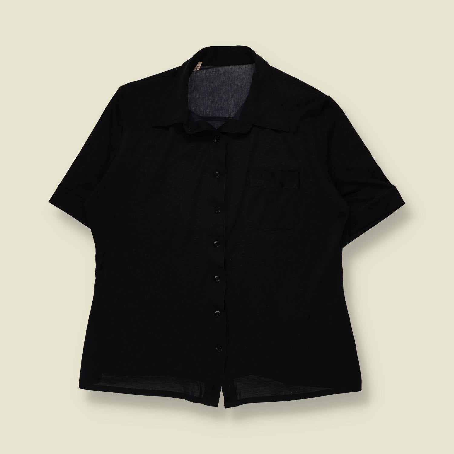 1970s | Cotton Blend Blouse | Black - 14