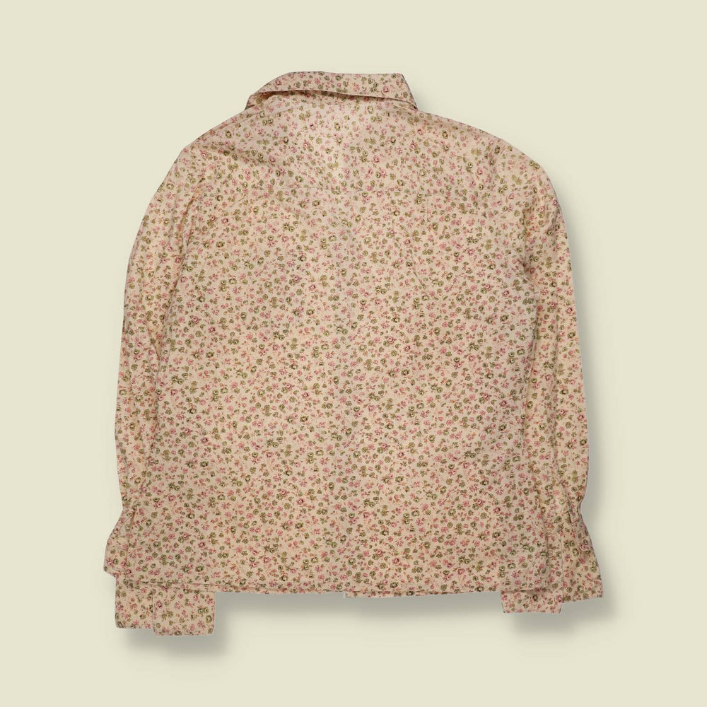 1970s | Lakerko | Ditsy Floral Blouse | Cream & Pink - 14