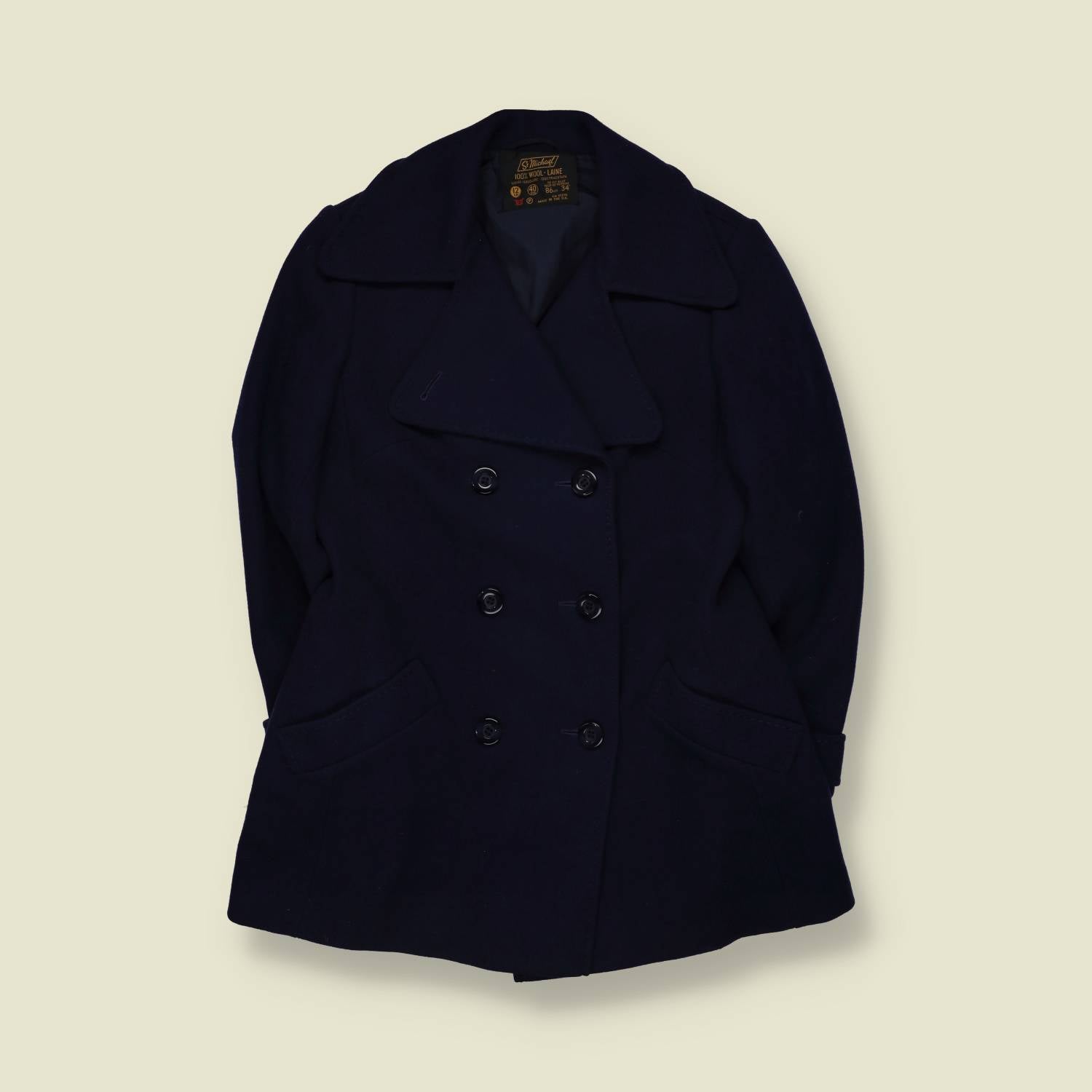 1970s | St Michael | Wool Pea Coat | Navy - 8